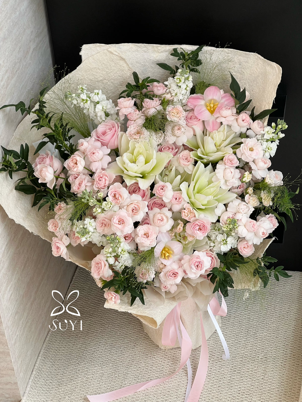 Pink Fairy Kiss Rose & Tulip Mixed Floral Bouquet｜FL‑125