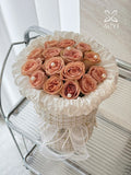 Cappuccino Rose Round Bucket Bouquet｜FL‑131