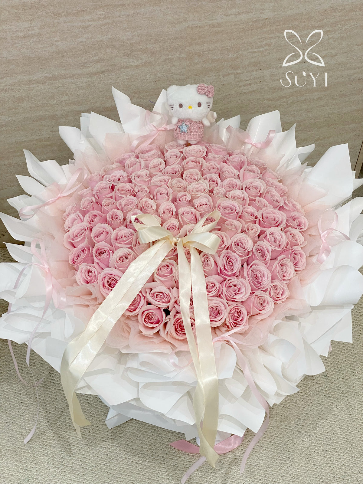 Petal Whisper Blush Rose Hello Kitty Themed Floral Bouquet｜FL‑111