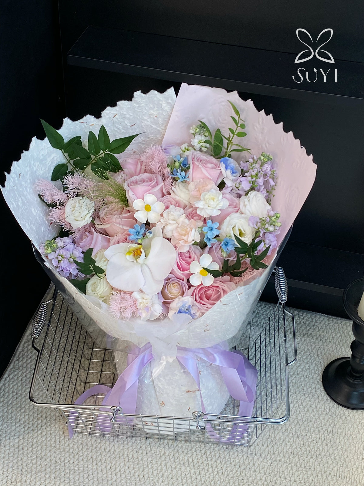 Orchid Whisper Rose & Phalaenopsis Mixed Floral Bouquet｜FL‑114