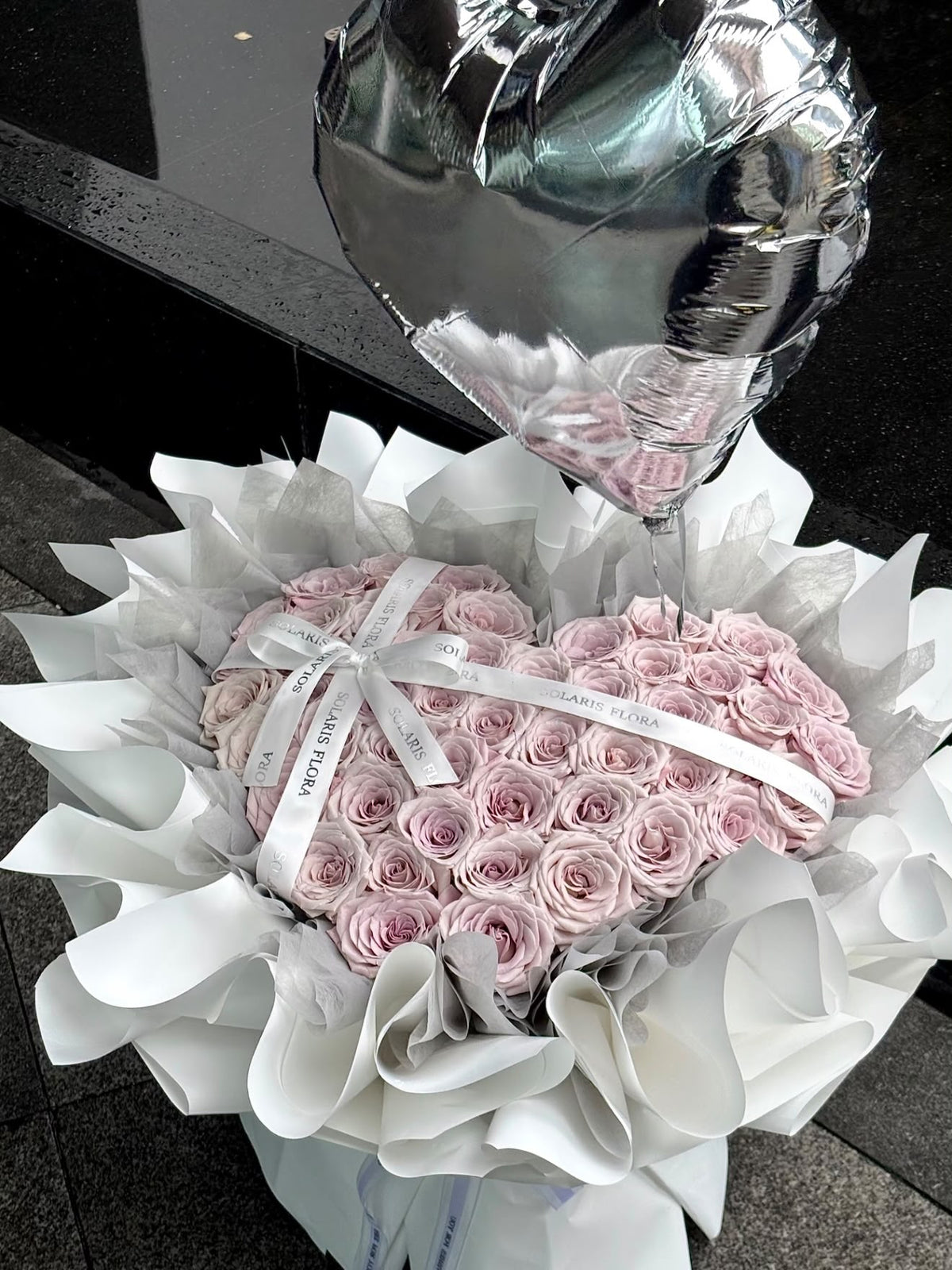 Pink Manta Rose Love Shape 52/99 Stalks With Ballon｜FR-026