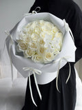 White Rose 33 Stalks With Orchid Bouquet｜FR-037