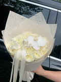 White Rose 19 Stalks With Orchid Bouquet｜FR-036