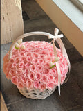 Pink Lychee Rose 99 Stalks With Tulip Flower Basket｜FR-027